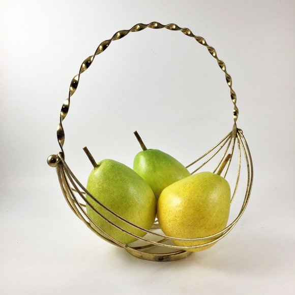 Retro MCM Gold Wire Fruit Basket - Picture 1 of 8